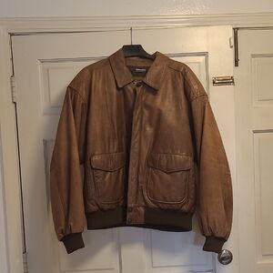 Wilson Tan Leather Bomber Jacket